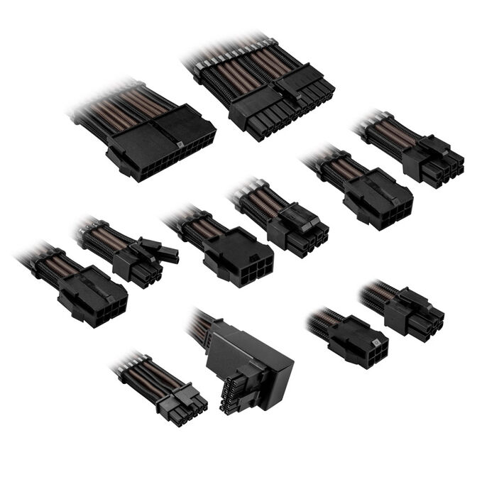 Kolink Core Pro Braided Cable Extension Kit 12V-2x6 Type 2 - Jet Black/Gunmetal Grey image number 0