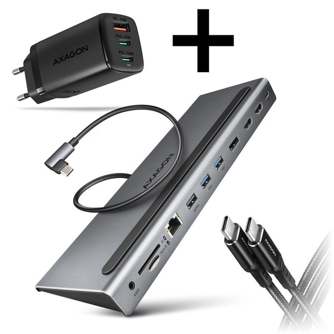 AXAGON 11-in-1 Hub with USB-C cable and power adapter image number 0