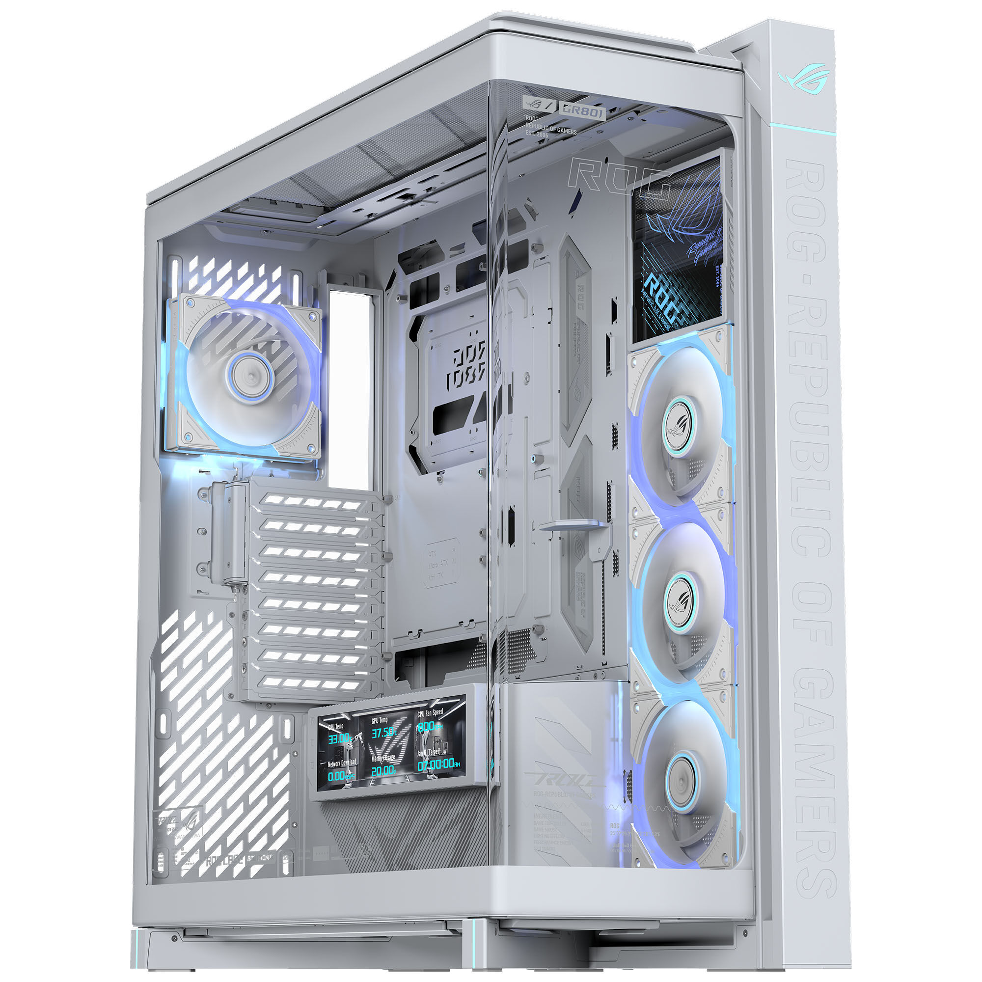 ASUS ROG Cronox GR801 PC-Geh&auml;use, Big-Tower, E-ATX, ARGB, Tempered Glass - wei&szlig;