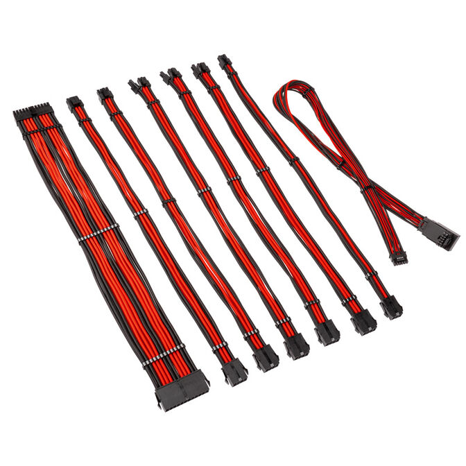 Kolink Core Pro Braided Cable Extension Kit 12V-2x6 Type 1 - Jet Black/Racing Red image number 1