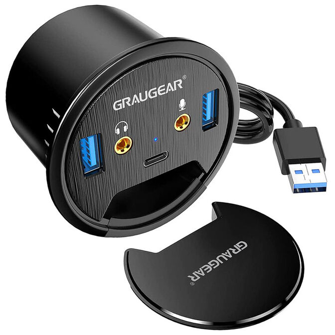 Graugear Tisch-HUB, USB 3.0 2x Type-A / 1x Type-C, Audioanschluss, 60 mm image number 0