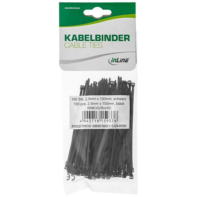 InLine Kabelbinderset 100 St&uuml;ck - schwarz image number 1
