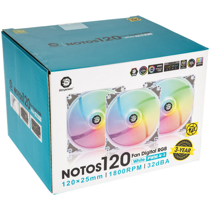 Bitspower Notos RGB PWM L&uuml;fter, 120mm - wei&szlig;, 3er-Pack image number 8
