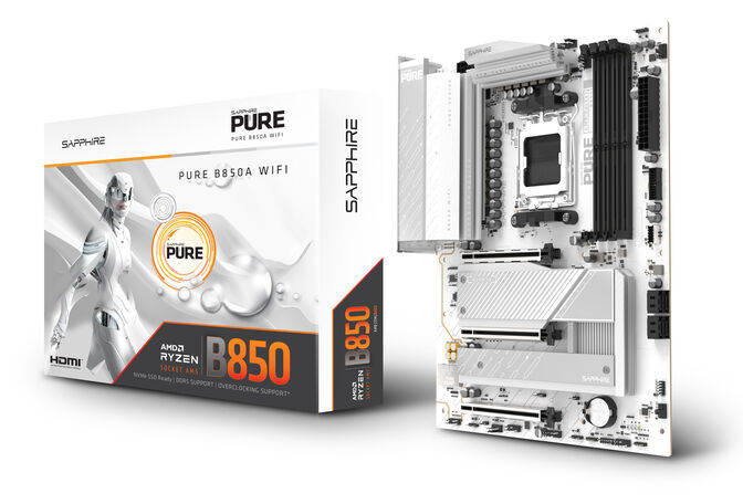 Sapphire Pure B850A WiFi7 Mainboard, AMD B850, Sockel AM5, DDR5 image number 1