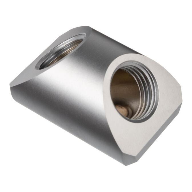 EK Water Blocks EK-Quantum Torque Adapter 90 Degree G1/4 inch Female to G1/4 inch Female - Satin Titanium image number 0