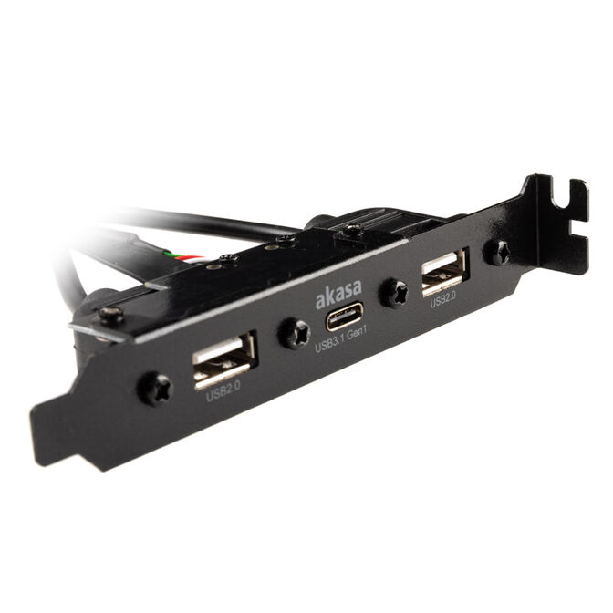 Akasa Internes USB 3.0/2.0 auf externes USB-C und 2x USB 2.0 Typ-A Adapterkabel - 40cm, schwarz image number 0