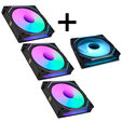 Lian Lian Li "4er Pack" - 3x UNI FAN SL-INF 120 ARGB Reverse Blade PWM L&uuml;fter & 1x Standard Blade, 120mm - schwarz (Ohne Controller) image number null
