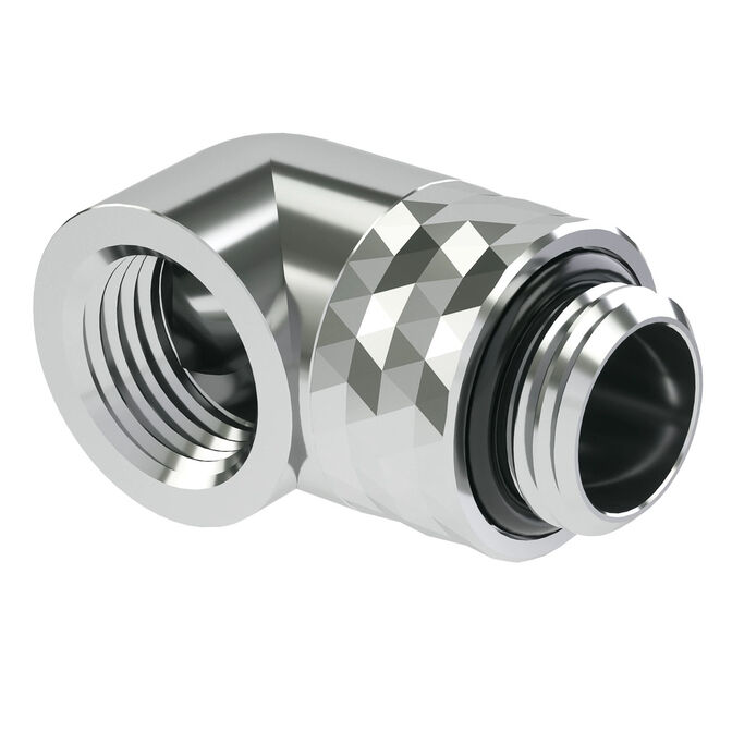 Barrow Dazzle Adapter 90 Degree G1/4 Inch Male to G1/4 Inch Female - Swivel, Silver image number 0