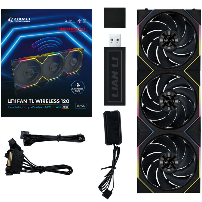 Lian Li UNI FAN TL Wireless L&uuml;fter, ARGB, PWM, 3er-Pack - Reverse Blade, 120mm, schwarz image number 11