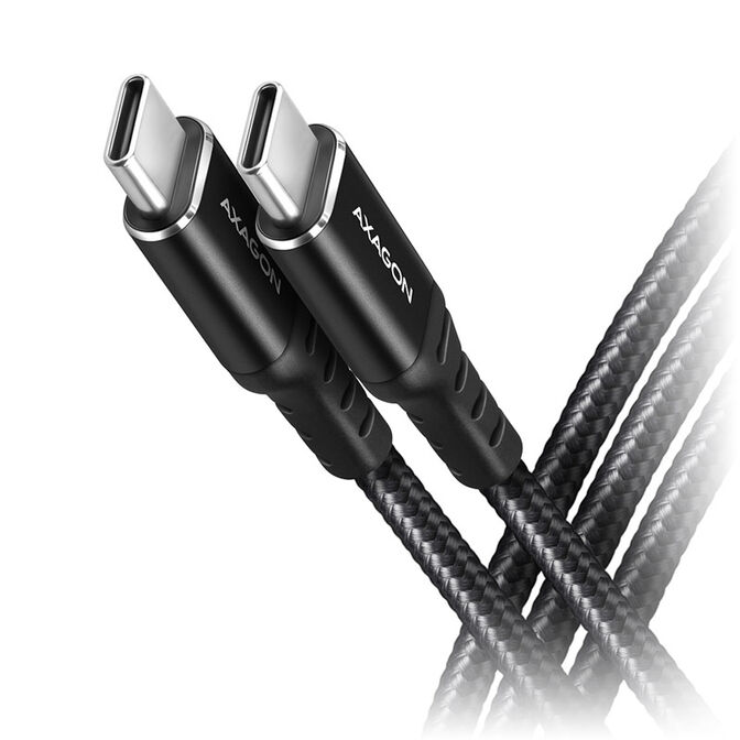 AXAGON BUCM-CM10AB USB-C to USB-C 2.0 Cable, 1m, PD 60W, 3A, braided - black image number 0