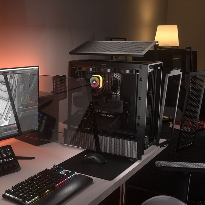 Corsair Frame 4000D PC case, Mid Tower, E-ATX, Tempered Glass - black image number 14