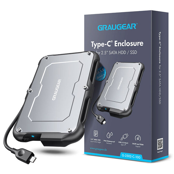 Graugear Ext Geh&auml;use f. 2,5" SSD/HDD USB-C3.2 Gen2 image number 2