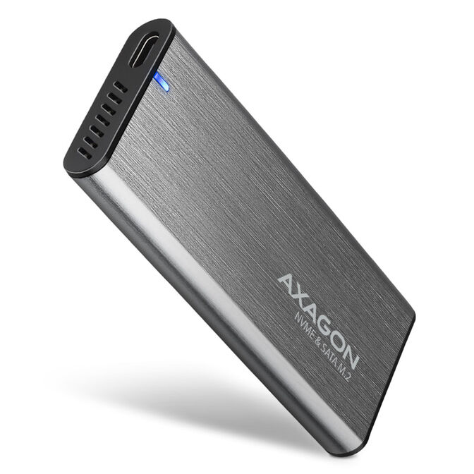 AXAGON EEM2-SG2 RAW BOX externes Geh&auml;use f&uuml;r M.2 SSDs USB-C 3.2 Gen 2 - silber image number 0