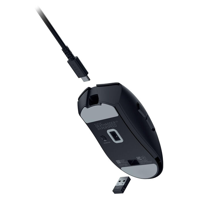Razer DeathAdder V3 Hyperspeed Gaming Mouse - with HyperPolling Wireless Dongle, black image number 4