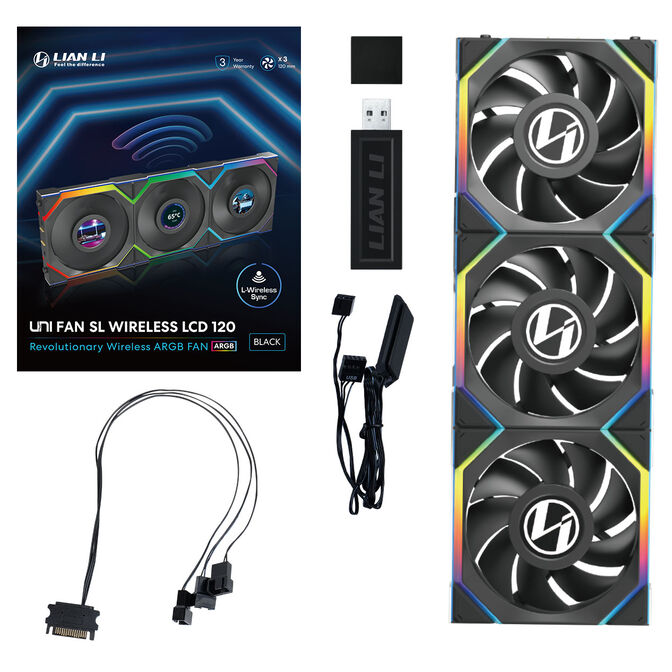 Lian Li UNI FAN SL Wireless LCD L&uuml;fter, ARGB, PWM, 3er-Pack inkl. Controller - 120 mm, schwarz image number 13