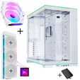 Lian Li O11 Dynamic EVO RGB PC Case Bundle HydroShift II LCD-S 360TL AiO + 3x UNI FAN SL-INF 120 Reverse Blade Fans - White image number null