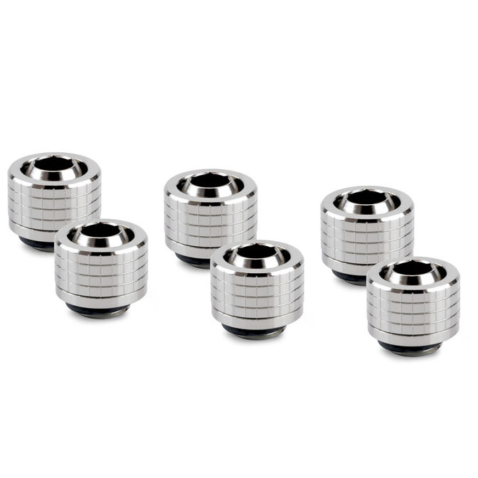 Thermal Grizzly DeltaMate Compression Fitting, Brass - Gloss Nickel, ST16, Pack of 6 image number 0