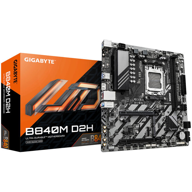GIGABYTE B840M D2H motherboard, AM5 socket, AMD B840, Micro-ATX, DDR5 image number 0