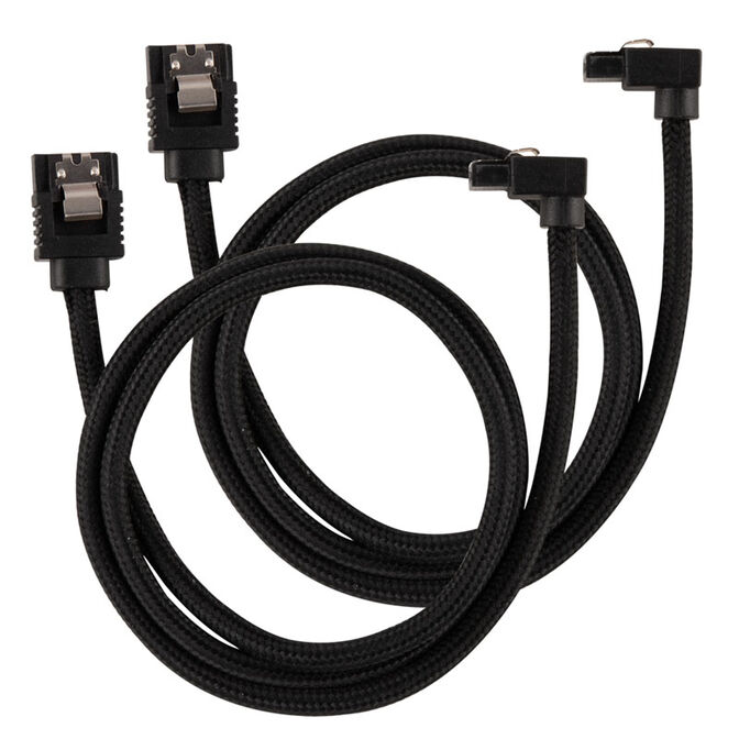 Corsair Premium Sleeved SATA-Kabel gewinkelt, schwarz 60cm - 2er Pack image number 0