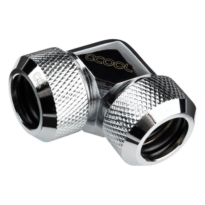 Alphacool Eiszapfen 13mm Hardtube Anschraubt&uuml;lle 90 Grad L-Verbinder Acryl- Messingrohre - chrome image number 0