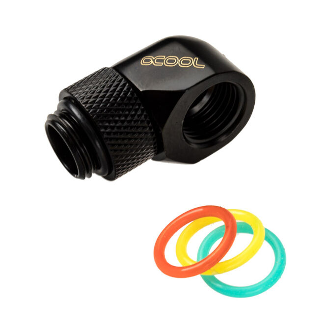 Alphacool Eiszapfen Adapter 90 Grad G1/4 Zoll AG auf G1/4 Zoll IG - drehbar, schwarz image number 2