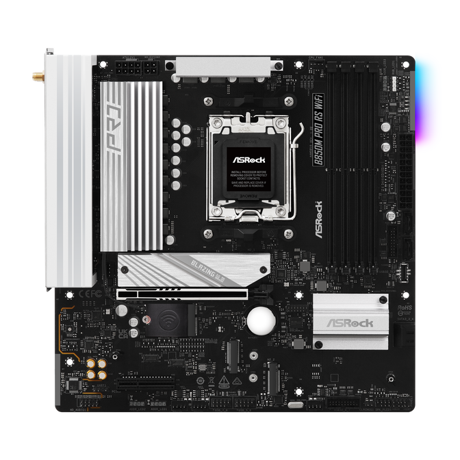 ASROCK B850M Pro RS WiFi Mainboard, Sockel AM5, AMD B850, Micro-ATX, DDR5 image number 4