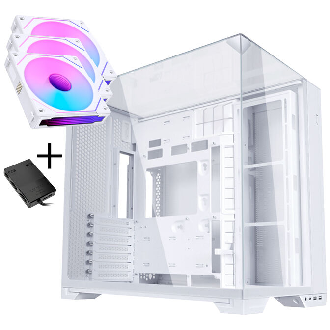 Lian Li O11 Vision Compact - white + 3x UNI FAN SL-INF 120 ARGB Reverse Blade PWM fans - 120mm image number 0
