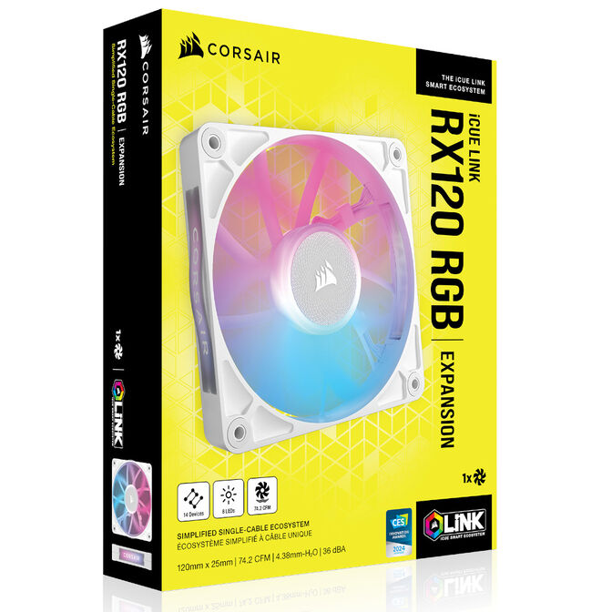 Corsair iCUE LINK RX120 RGB Series, PWM fan - 120mm, white image number 10