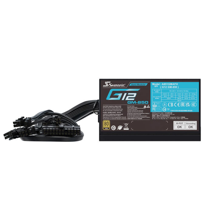 Seasonic G12 GM 80 PLUS Gold Netzteil, halbmodular - 850 Watt, schwarz image number 4