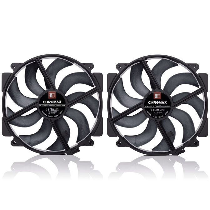 Noctua NF-A14X25r G2 PWM Sx2-PP chromax.black L&uuml;fter, LCP - schwarz, 140mm, 2er-Pack image number 2