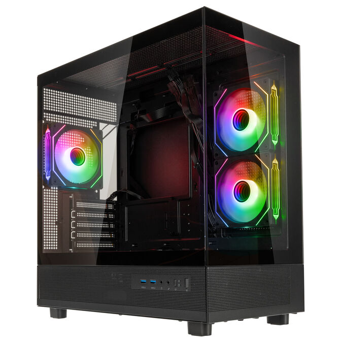 GSI SmartAssembly ARGB Glass Micro-ATX PC case, mid tower, Micro-ATX, Tempered Glass - black, 750 watts Gold power supply image number 0