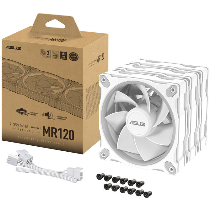 ASUS Prime MR120 ARGB-L&uuml;fter, PWM, Reverse - 120mm, wei&szlig;, 3er-Pack image number 14