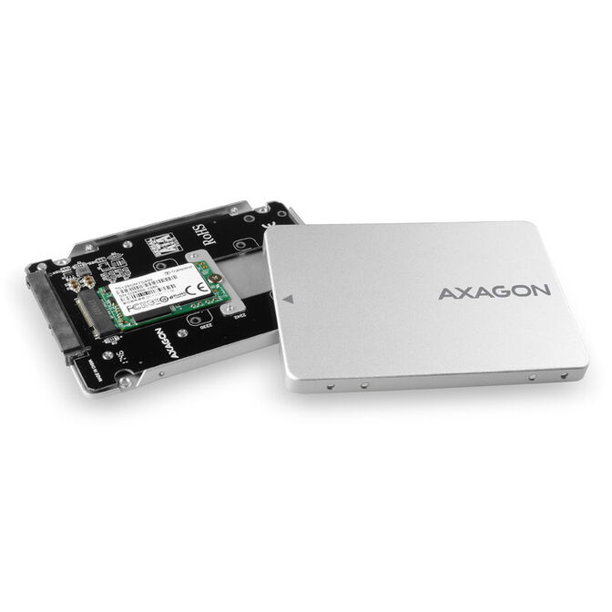 AXAGON RSS-M2SD Geh&auml;use f&uuml;r M.2-SATA-SSDs bis 2280 - Aluminium, silber image number 2
