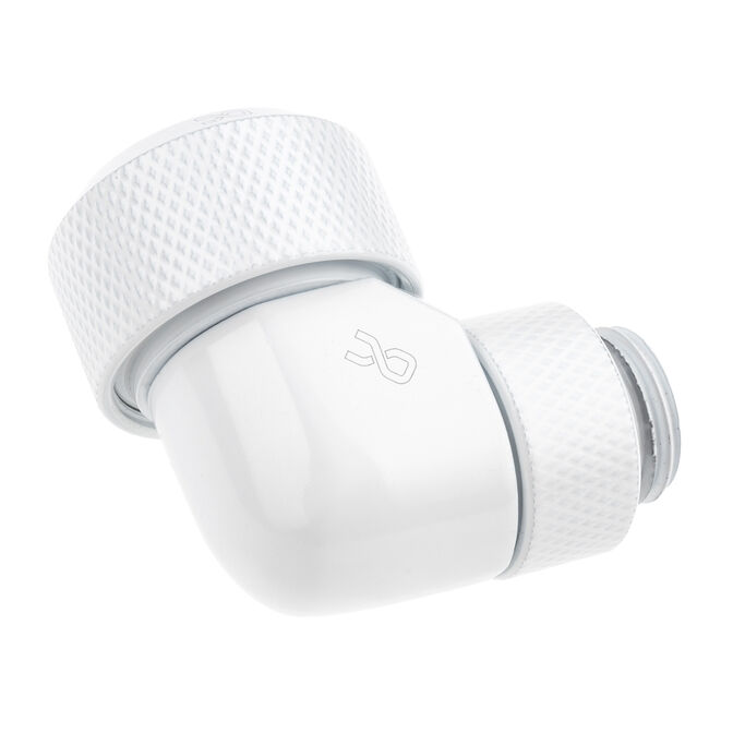 Icicle Fitting 90 Degree G1/4 Inch Female Thread to 16mm OD Hardtube - Rotatable, - White image number 1