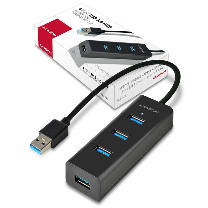 AXAGON HUE-S2B USB-A-Hub, 4x USB 3.0, externe Stromversorgung - 30 cm image number 6