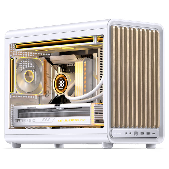 Jonsbo D33 Wood PC-Geh&auml;use, Micro-ATX Geh&auml;use, mATX, Tempered Glass - wei&szlig;, Holz image number 3