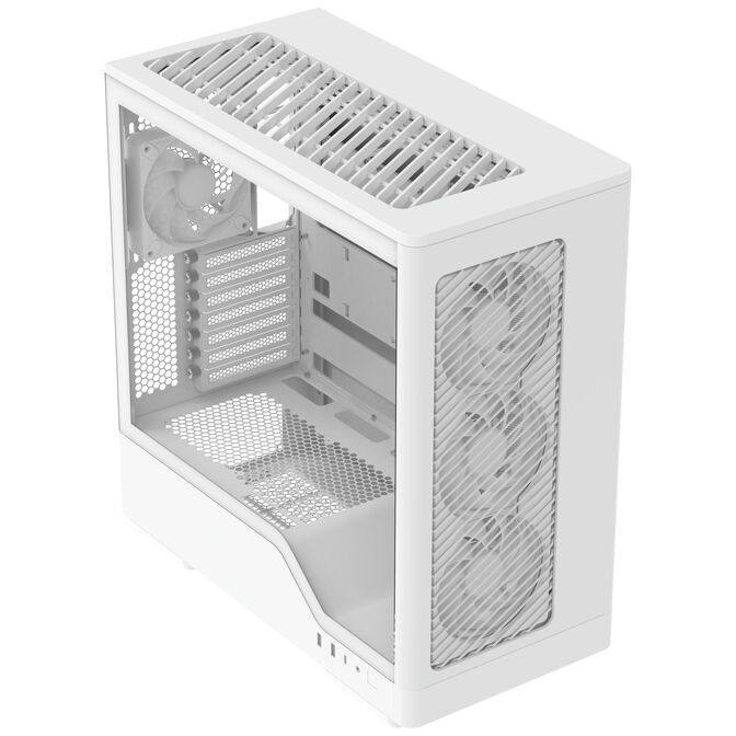 Aerocool D520A PC Case, Mid Tower, ATX, Tempered Glass, RGB - White image number 2