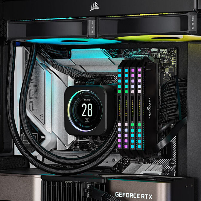 Corsair Dominator Platinum RGB DDR5-6400 RAM, CL32, XMP - 64GB Quad-Kit, black image number 6