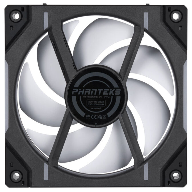 PHANTEKS D30 PWM Reverse Airflow D-RGB L&uuml;fter, 3er Pack - 120mm, schwarz image number 4
