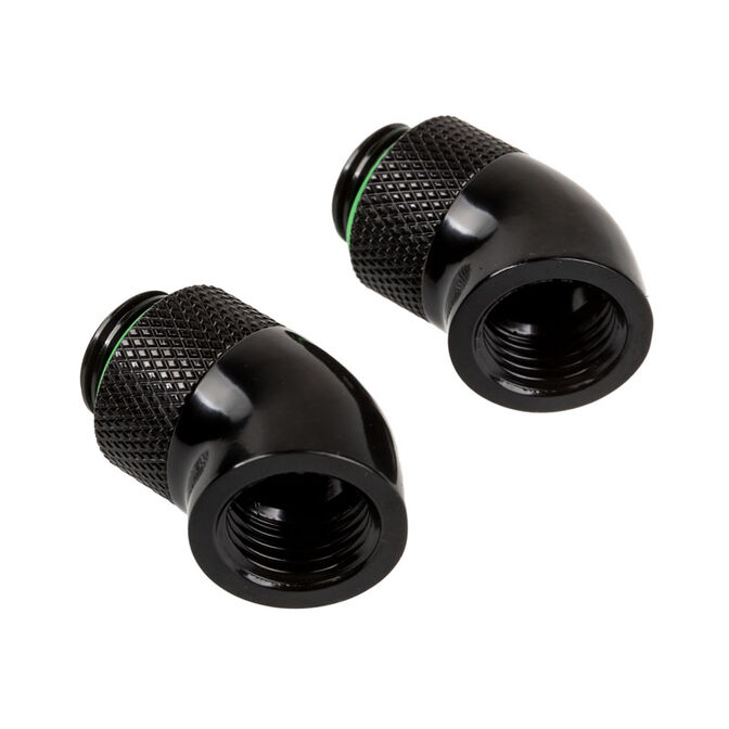 Corsair Hydro X Series Adapter 45 Grad G1/4 Zoll AG auf G1/4 Zoll IG - 2er Pack, drehbar, schwarz image number 1