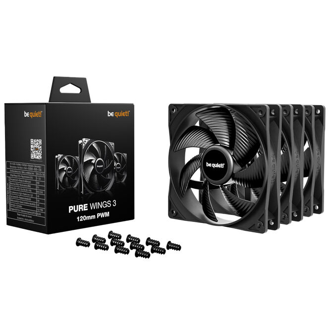 be quiet! Pure Wings 3 L&uuml;fter, PWM - schwarz, 120mm, 3er-Pack image number 0