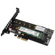AXAGON PCEM2-DC PCIe-3.0-x4-Adapter, 1x M.2-NVMe, 1x M.2-SATA, bis 22110 - aktive K&uuml;hlung image number null