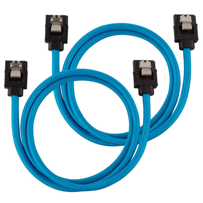 Corsair Premium Sleeved SATA-Kabel, blau 60cm - 2er Pack image number 0