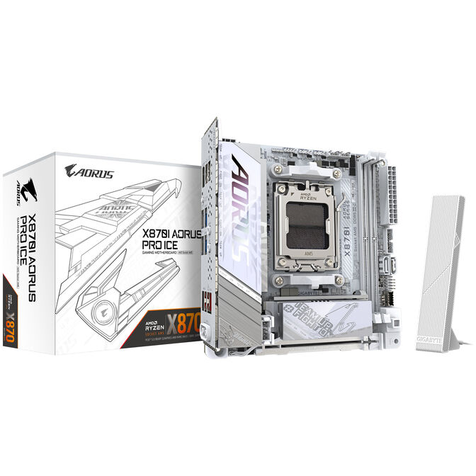 Gigabyte X870I AORUS Pro ICE motherboard, AM5 socket, AMD X870, Mini-ITX, DDR5 image number 0