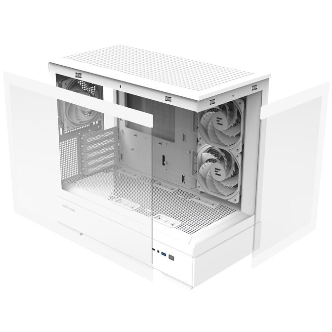Zalman P30 V2 PC Case, Mini-Tower, mATX, RGB, Tempered Glass - White image number 9