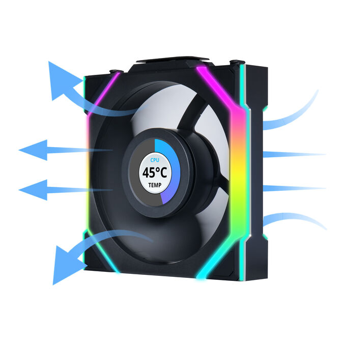Lian Li UNI FAN SL Wireless LCD Fan, ARGB, PWM - Reverse Blade, 120 mm, black image number 1
