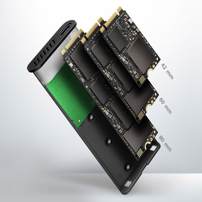 AXAGON EEM2-SBC RAW BOX externes Geh&auml;use f&uuml;r M.2 SSDs USB-C 3.2 Gen 2 - schwarz image number 2