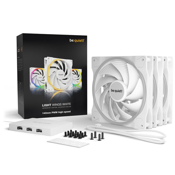 be quiet! Light Wings ARGB PWM Fan, Triple Pack - 140mm, white, High Speed image number 5