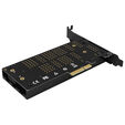 AXAGON PCEM2-DC PCIe-3.0-x4-Adapter, 1x M.2-NVMe, 1x M.2-SATA, bis 22110 - aktive K&uuml;hlung image number null