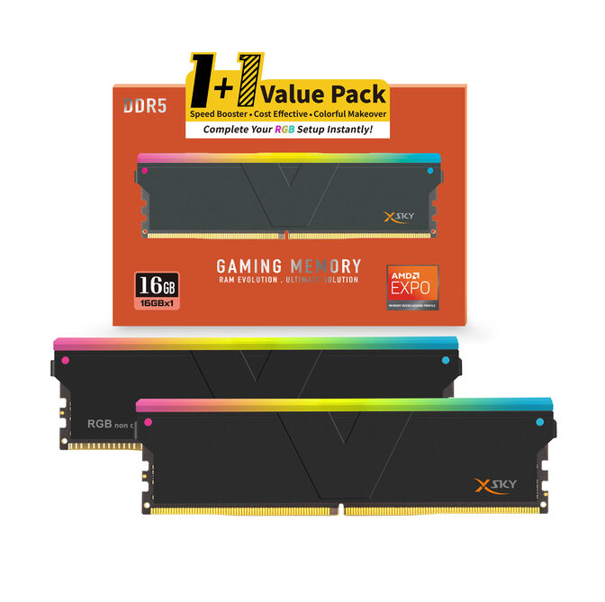 V-Color (1+1) Manta XSky RGB DDR5-6000 RAM, CL30, EXPO - 16 GB Single-Kit, schwarz image number 0